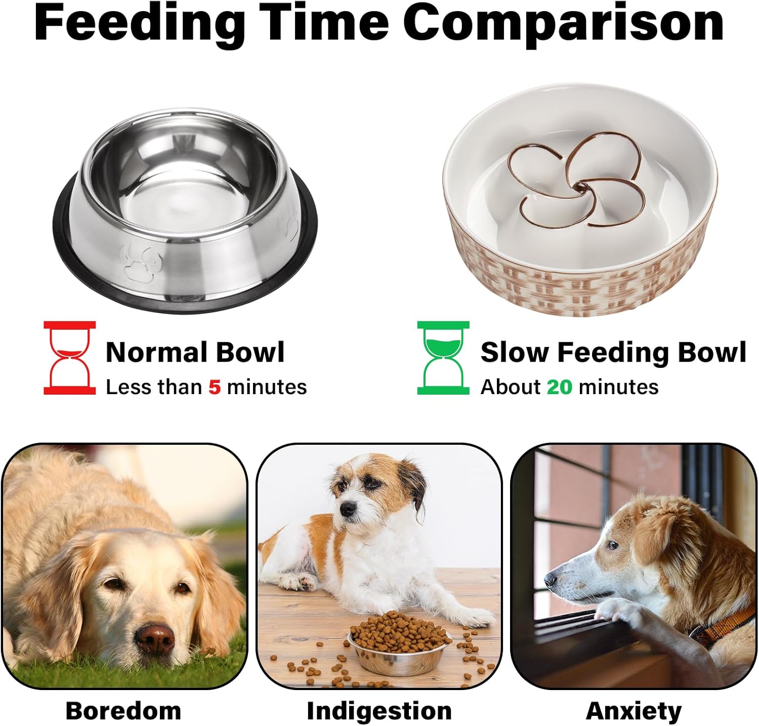 Slow Feeder Pet Bowl, Anti-Choking and Non-Slip